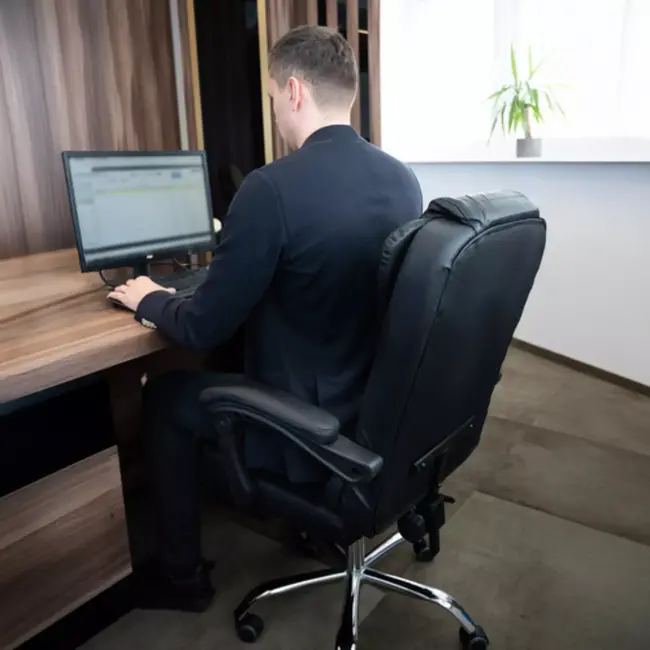 Malatec Bureaustoel – Zwart – Ergonomisch – Verstelbaar – Voetsteun – Kunstleer