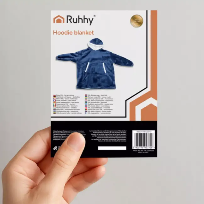 Ruhhy XXL – Sweatshirt Deken – Navy – Fleece – Capuchon – Sherpa Voering