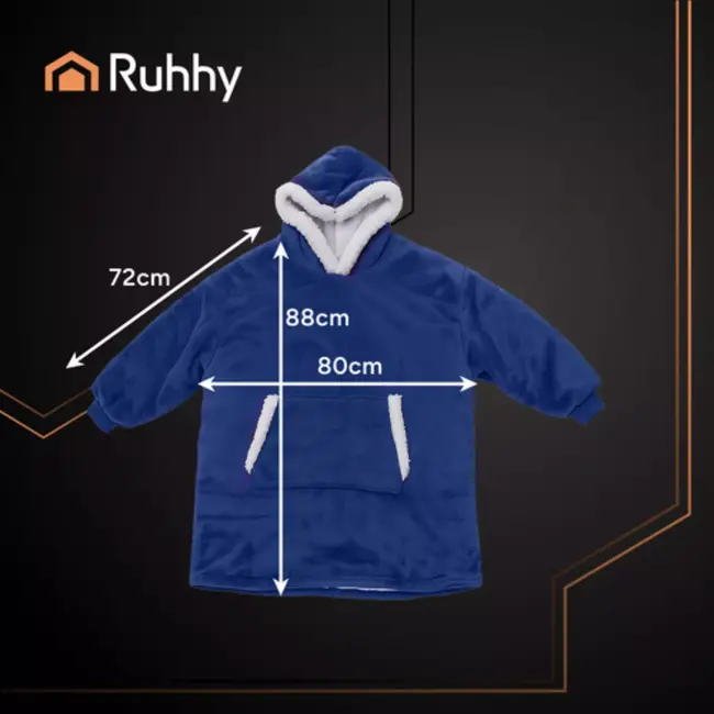 Ruhhy XXL – Sweatshirt Deken – Navy – Fleece – Capuchon – Sherpa Voering