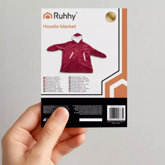 Ruhhy XXL – Oversized Dekentrui – Wijnrood – Zachte Sherpa Binnenkant – Met Capuchon en Zak – Voor Binnen en Buiten