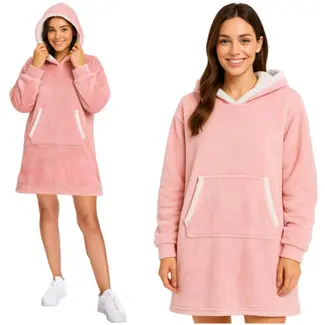 Ruhhy XXL – Oversized Dekentrui – Pastelroze – Fluweelzachte Polyester – Sherpa Binnenkant – Comfortabel en Unisex