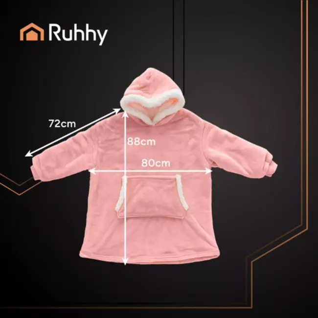 Ruhhy XXL – Oversized Dekentrui – Pastelroze – Fluweelzachte Polyester – Sherpa Binnenkant – Comfortabel en Unisex