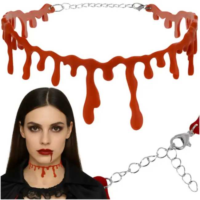 Ruhhy Halloween Halsketting – Realistisch Bloed Effect – Kunststof Choker – Voor Vampier en Cosplay Outfits