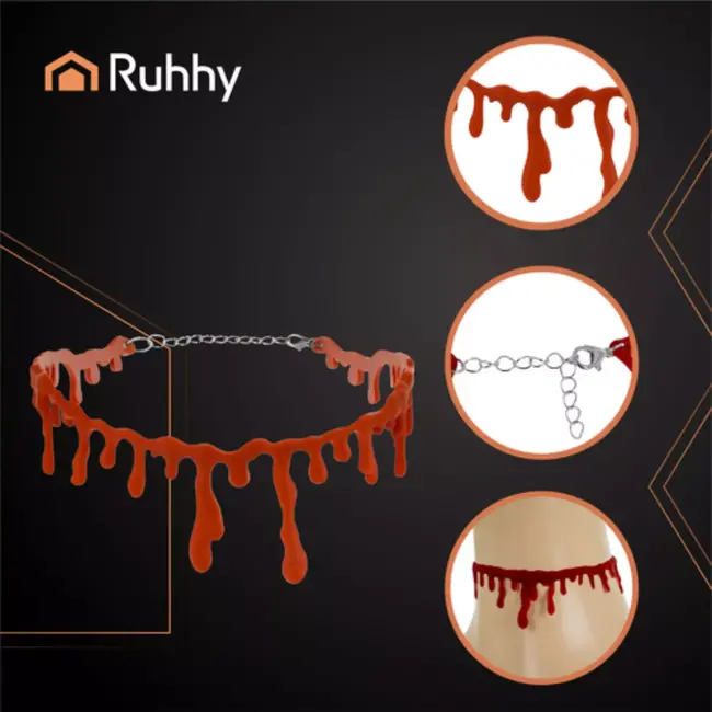 Ruhhy Halloween Halsketting – Realistisch Bloed Effect – Kunststof Choker – Voor Vampier en Cosplay Outfits