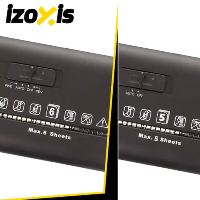 Izoxis Papierversnipperaar – 10L Capaciteit – 6 Vellen – Cross Cut Veiligheid – Voor Thuis en Kantoor