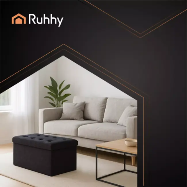 Ruhhy Opbergpoef – Luxe Grijs Fluweel – 76x38x38 cm – Comfortabel Zitvlak – Inklapbaar en Ruimtebesparend