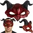 Ruhhy Demon Masker Halloween – Rood en Zwart – Kunststof Duivel Masker – Met Verstelbare Band en Hoorns