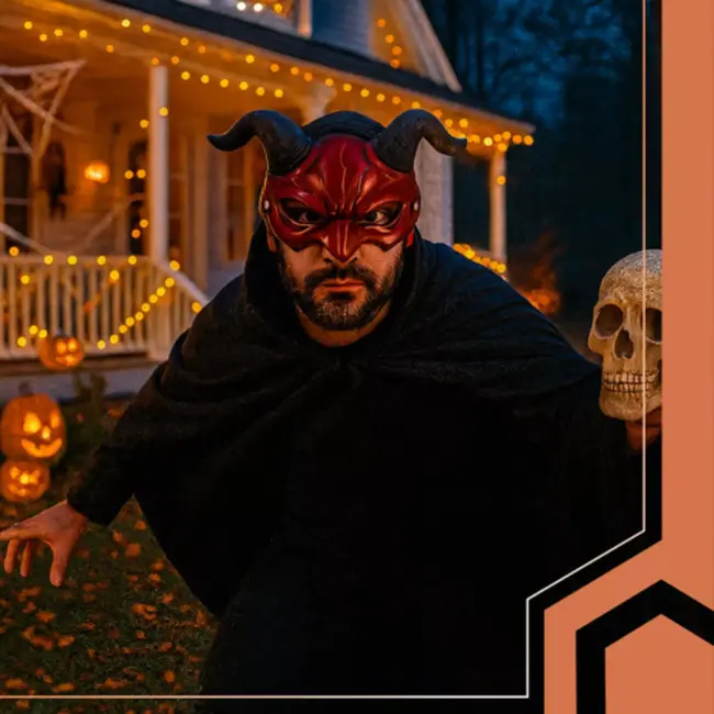 Ruhhy Demon Masker Halloween – Rood en Zwart – Kunststof Duivel Masker – Met Verstelbare Band en Hoorns