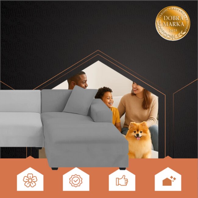 Ruhhy Hoekbankhoes – Donker‑grijs – Velours – 145‑185 cm