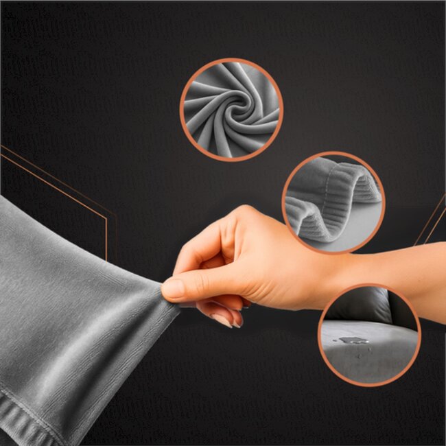 Ruhhy Hoekbankhoes – Donker‑grijs – Velours – 145‑185 cm