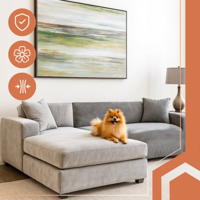 Ruhhy Hoekbankhoes – Donker‑grijs – Velours – 145‑185 cm