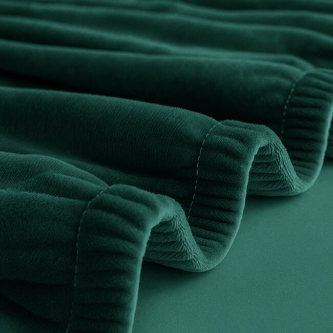 Ruhhy Bankhoes - rekbaar velours - beschermend - 145-185 cm - flessengroen - met kussenhoes