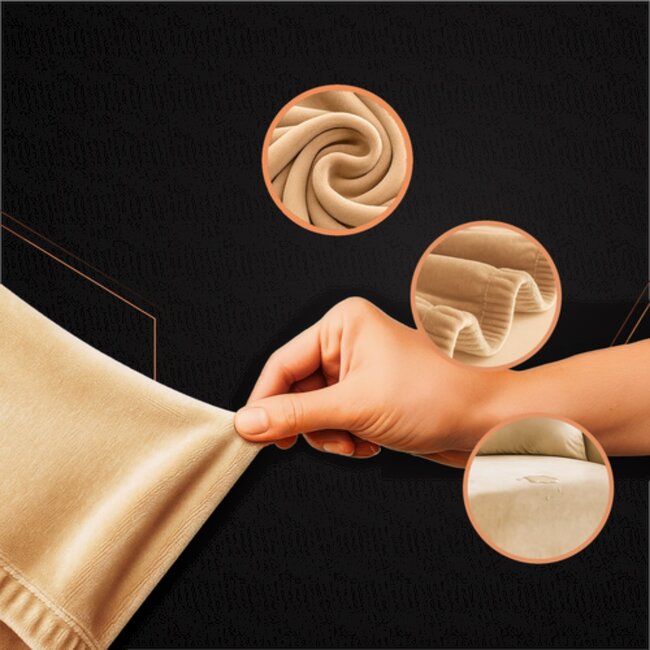 Ruhhy Sofa Hoes – Beige – Stretch Velours – Inclusief Kussenhoes – 145‑185 cm