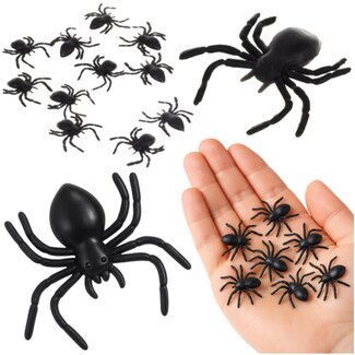 Ruhhy Kunststof Spinnen Set – Zwart – 10 stuks – 3×3 cm