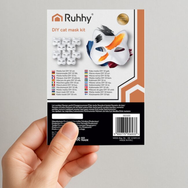 Ruhhy DIY Kattenmasker Set – 10 stuks – Universele Maat – Inclusief Elastiek