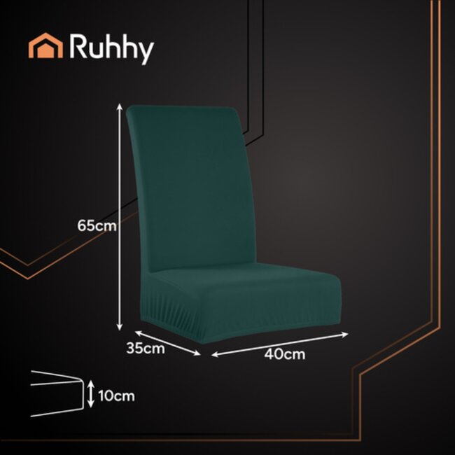 Ruhhy Stoelhoes – Flessengroen – Stretch – Wasbaar – 6‑delig