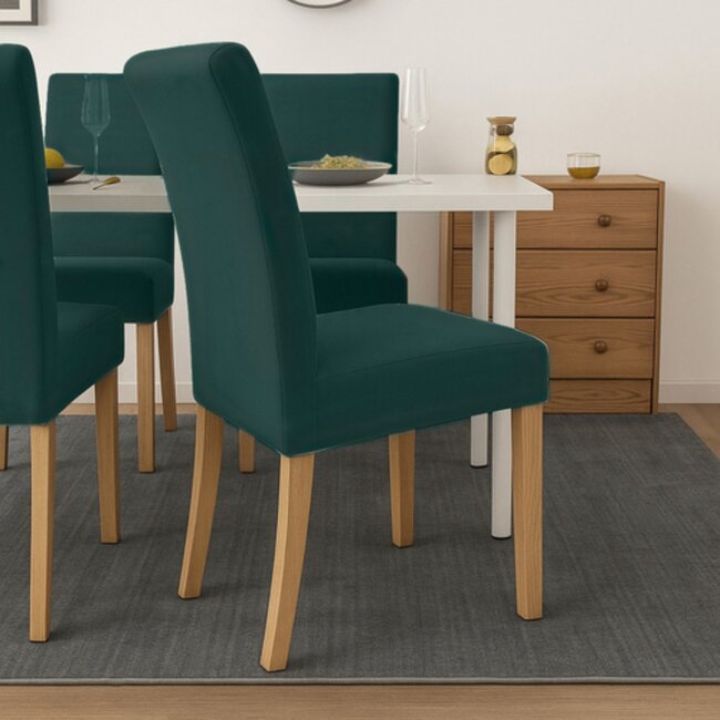 Ruhhy Stoelhoes – Flessengroen – Stretch – Wasbaar – 6‑delig