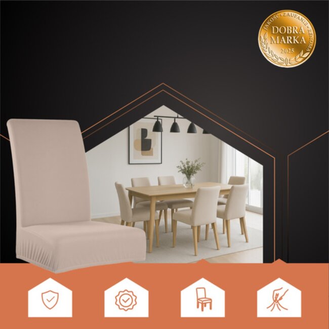 Ruhhy Stoelhoezen – Beige – Velours Stretch – Wasbaar – 6 stuks