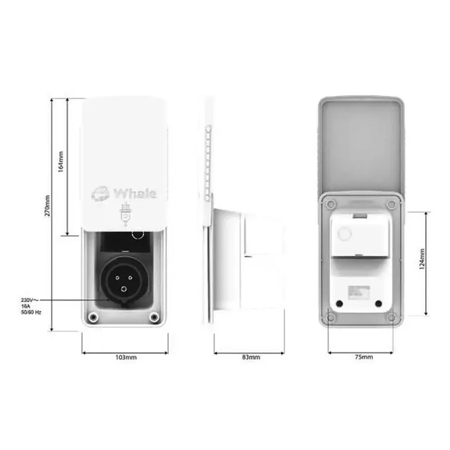 Whale CEE Inbouwdoos – 230V / 16A – Netstroom Ingang – IP55