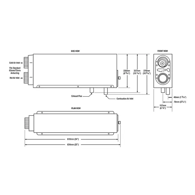 Whale Space Heater Classic – Gas/Electric – 2kW MK2 – Origineel