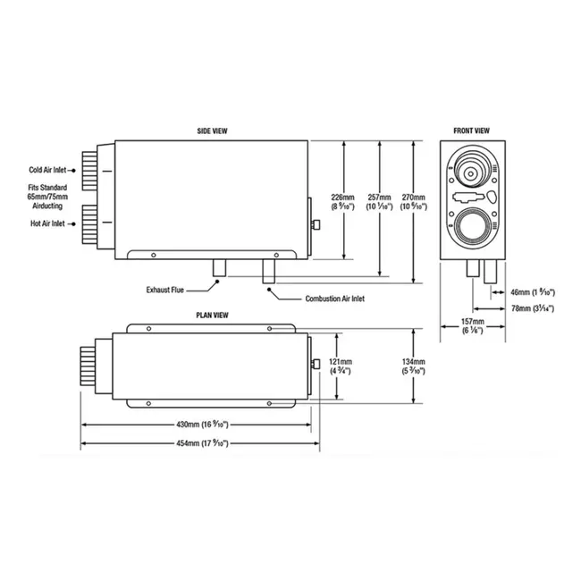 Whale Kachel – Space Heater Classic 2kW MK2 – Gas – Voor Camper & Caravan