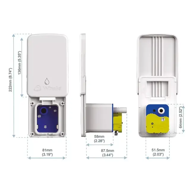 Whale Watermaster® Microswitch – Water Inbouwdoos – 12V – 12 mm Quick Connect
