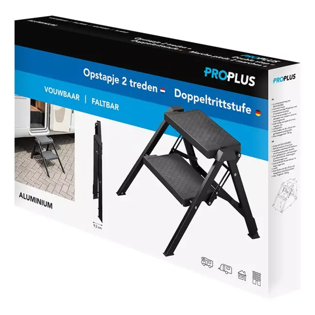 ProPlus Opstapje – Aluminium – 2 Treden – Vouwbaar – Antislip – 150 kg