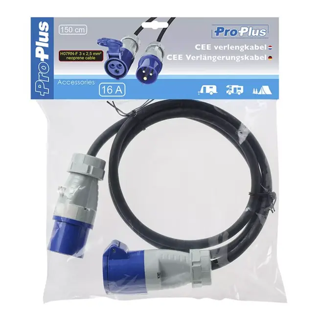 ProPlus CEE Verlengkabel – 150 cm – 3x2,5 mm² – 16A – IP44 – Camping