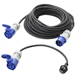ProPlus CEE Set – Verlengkabel 20m + Verloopkabel 40cm – 3x2,5 mm² – Incl. Opbergtas