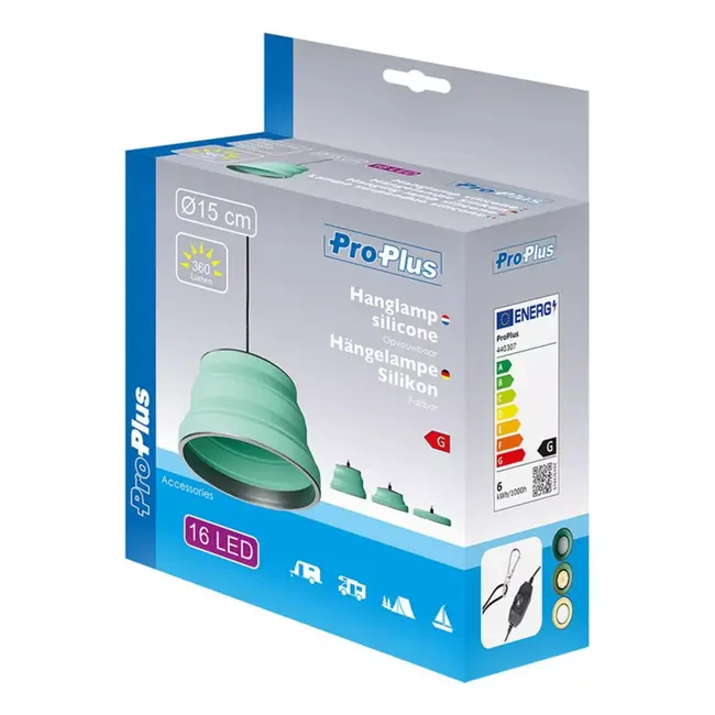 ProPlus Hanglamp – LED – Opvouwbaar Silicone – Groen – Ø15 cm – Campinglamp