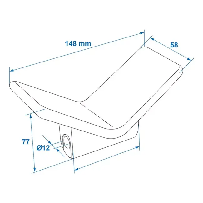 ProPlus Bootvangmuil – PE Zwart – 80x150x70 mm – Ø12 mm Asgat