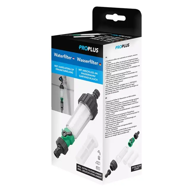 ProPlus Waterfilter – Universele Aansluiting – Incl. Extra Filter – Voor Camper & Caravan