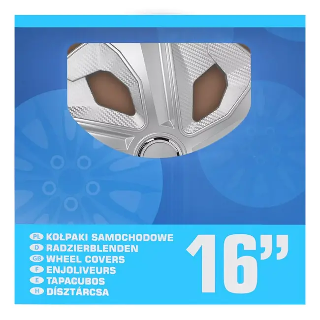 ProPlus Wieldoppen Set – Moon Ring – 16 inch – Carbon Zilver – 4 Stuks