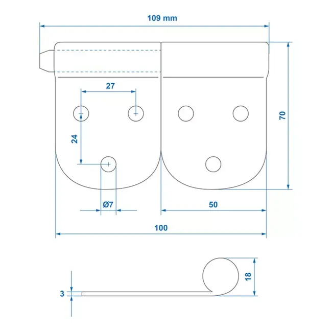 ProPlus Vlagscharnier – Achterklepscharnier – Gegalvaniseerd Staal – Ø11 mm