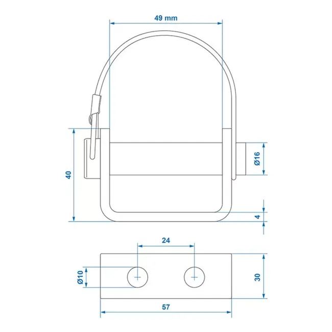 ProPlus Klepscharnierhouder – 71 mm – Ø16 mm – Met Borgveer & Pen