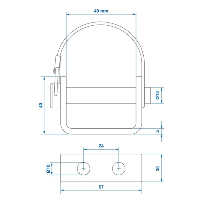 ProPlus Klepscharnierhouder – 71 mm – Ø12 mm – Met Borgveer & Pen