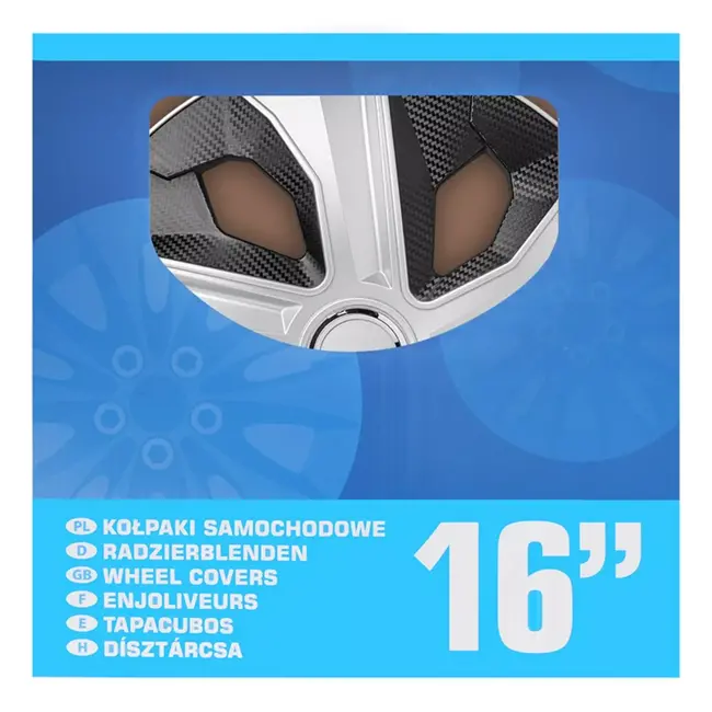 ProPlus Wieldoppen Set – Moon Ring – 16 inch – Carbon Zilver/Zwart – 4 Stuks