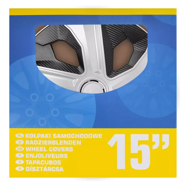 ProPlus Wieldoppen Set – Moon Ring – 15 inch – Carbon Zilver/Zwart – 4 Stuks