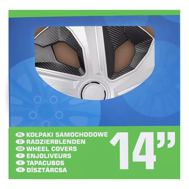 ProPlus Wieldoppen Set – Moon Ring – 14 inch – Carbon Zilver/Zwart – 4 Stuks