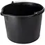 GEKO Bouwemmer met schenktuit - gerecyclede kunststof - verstevigde rand en bodem - 16 liter - zwart - literschaal binnenin - voor bouw en tuin