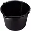 GEKO Bouwemmer met schenktuit - gerecyclede kunststof - verstevigde rand en bodem - 16 liter - zwart - literschaal binnenin - voor bouw en tuin