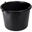GEKO Bouwemmer 20 liter - gerecyclede kunststof - met schenktuit en literschaal, versterkte bodem en rand - zwart - voor bouw, tuin en renovatie