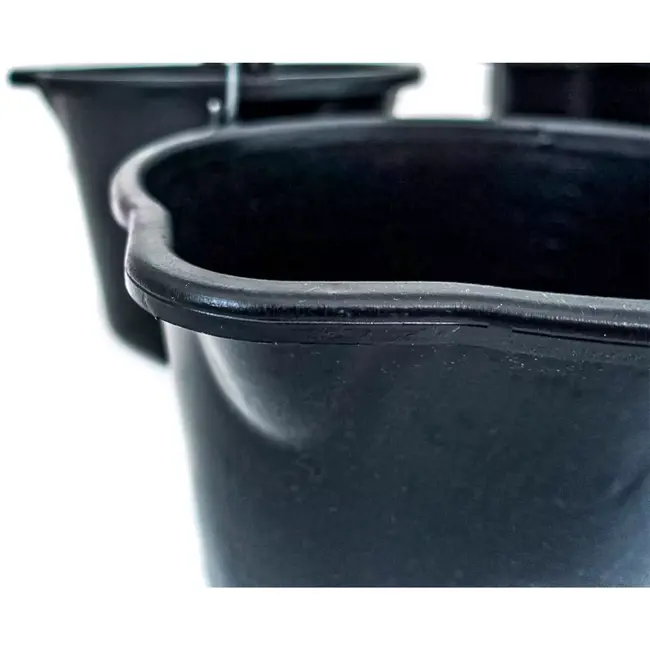 GEKO Bouwemmer 20 liter - gerecyclede kunststof - met schenktuit en literschaal, versterkte bodem en rand - zwart - voor bouw, tuin en renovatie