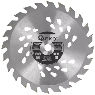 GEKO Cirkelzaagblad voor hout - staal met hardmetalen tanden - 136 mm, asgat 10 mm, 24 tanden met koelgaten - zilver - voor accuhandcirkelzagen, zuiver zagen