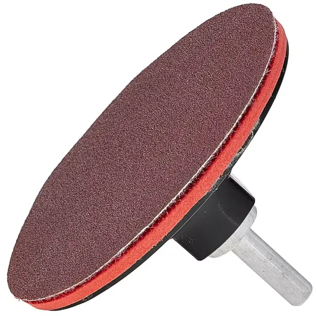 GEKO Steunschijf met klittenband voor haakse slijper M14 - kunststof met schuimlaag - 100 mm - rood - met booradapter - schuren van hout, metaal en kunststof