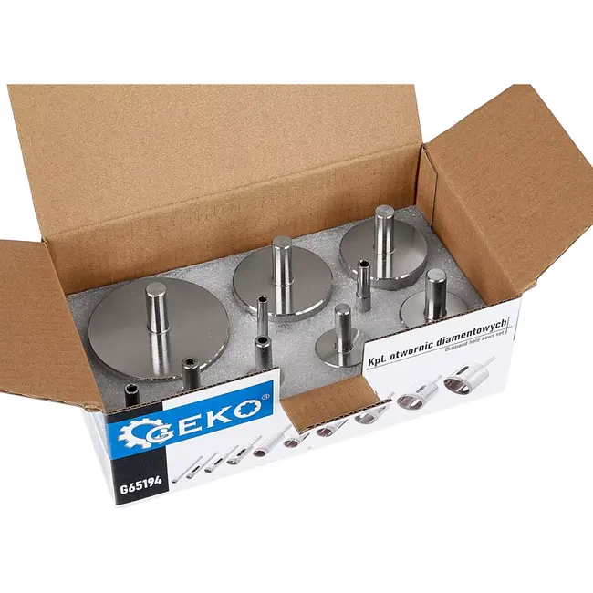 GEKO Kroonborenset - diamant - nauwkeurig boren - 6–68 mm - metaalgrijs - 10-delig - voor tegels, keramiek, marmer en graniet, nat en droog