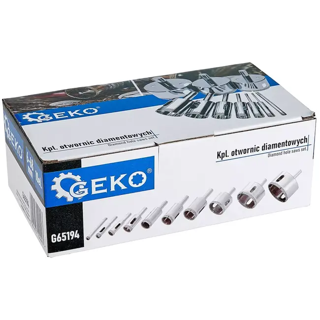 GEKO Kroonborenset - diamant - nauwkeurig boren - 6–68 mm - metaalgrijs - 10-delig - voor tegels, keramiek, marmer en graniet, nat en droog