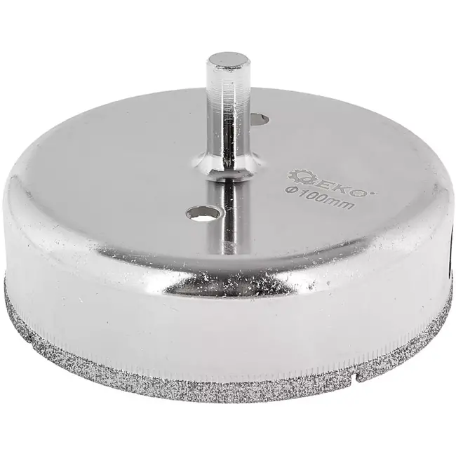 GEKO kroonboor diamant 10 cm - droog en nat boren - metaalkleur - cilindrische schacht - voor gres, tegels, keramiek en natuursteen