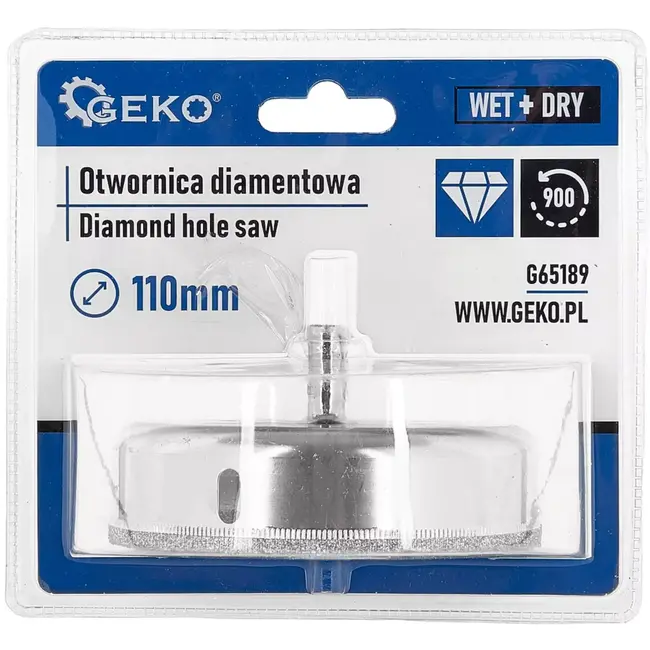 GEKO diamant kroonboor voor tegels - hoge precisie droog en nat boren - 110 mm - zilvergrijs - voor gres, keramiek, marmer en natuursteen