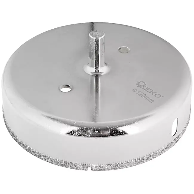 GEKO Diamant kroonboor - droog en nat boren - 120 mm - zilvergrijs - cilindrische schacht - voor gres, keramiek, tegels, marmer en natuursteen